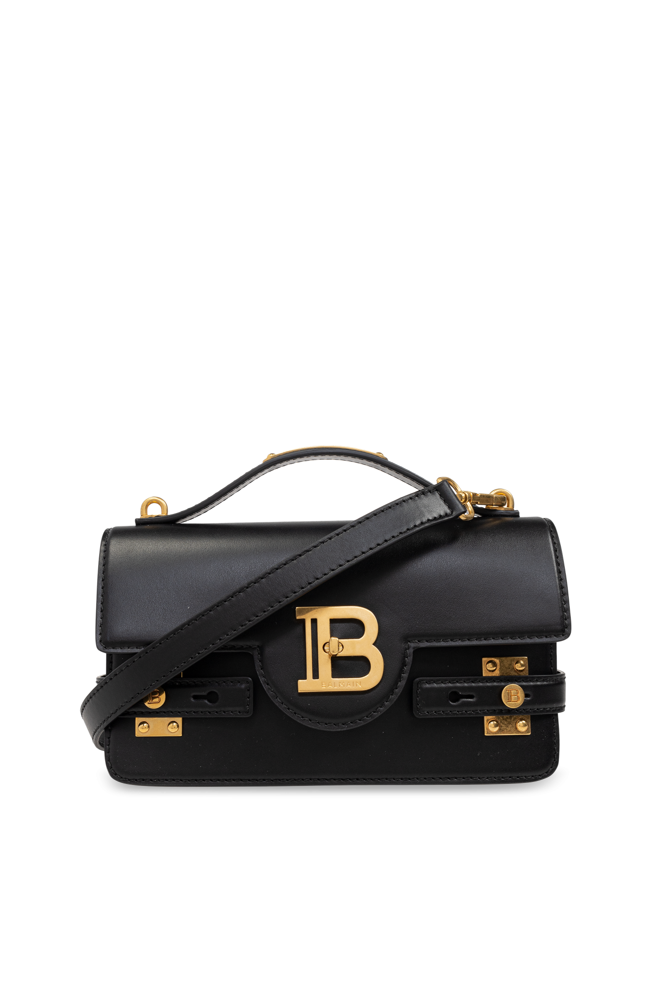 balmain 　leatherbag Balmain - B-BUZZ black leather cross-body bag with crocodile